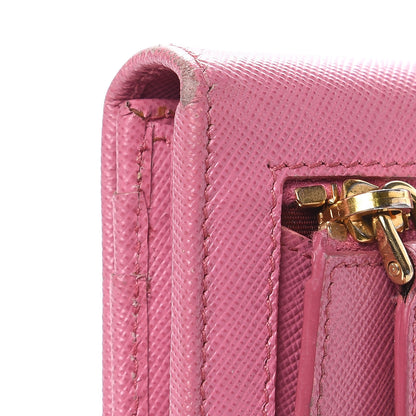 Prada Saffiano Metal Continental Flap Wallet Begonia 12 of 14