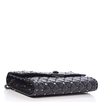 Valentino Garavani Craquele Nappa Rockstud Spike Wallet on Chain Black 4 of 9