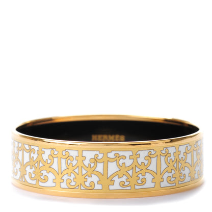 Hermes Enamel Printed Wide Balcons du Guadalquivir Bracelet 65 Gold 1 of 5