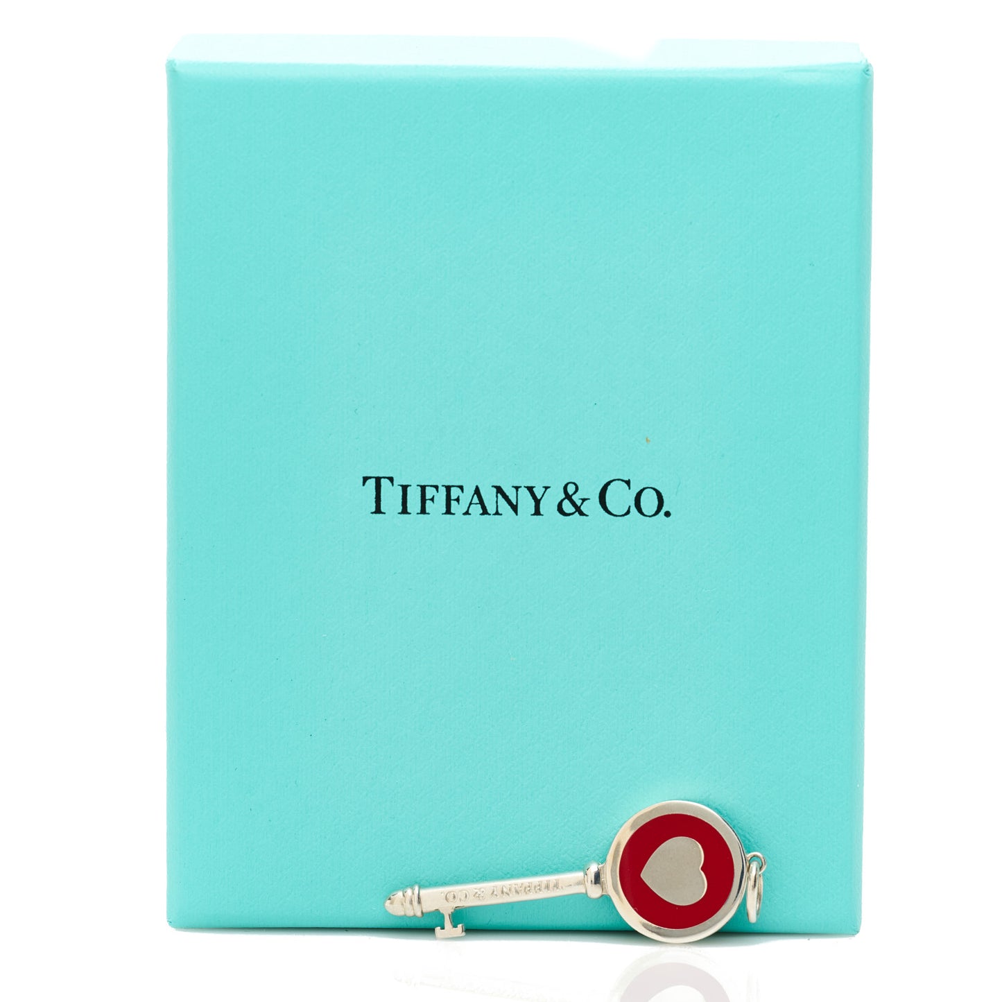 Sterling Silver Enamel Heart Key Pendant Red
