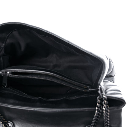 Saint Laurent Calfskin Y Quilted Monogram MonochromeMedium Loulou Chain Satchel Black 5 of 18