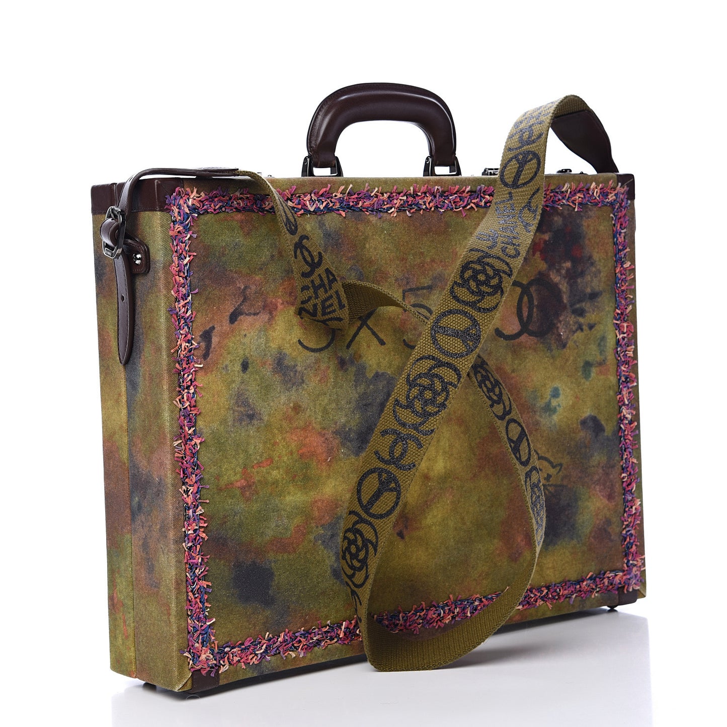 Washed Toile Graffiti On The Pavements Briefcase Khaki Multicolor