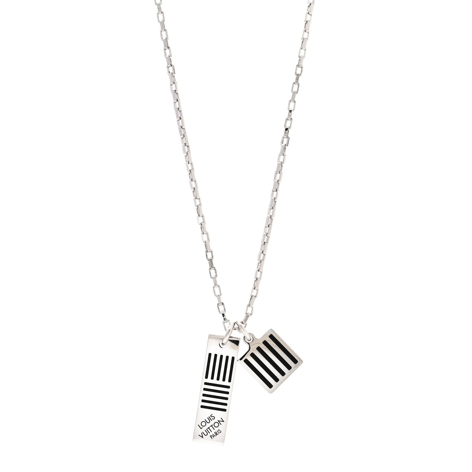 Louis Vuitton Collier Damier Colors Pendant Necklace Silver Black 1 of 4