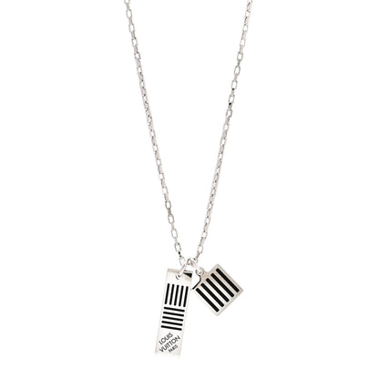Louis Vuitton Collier Damier Colors Pendant Necklace Silver Black 1 of 4