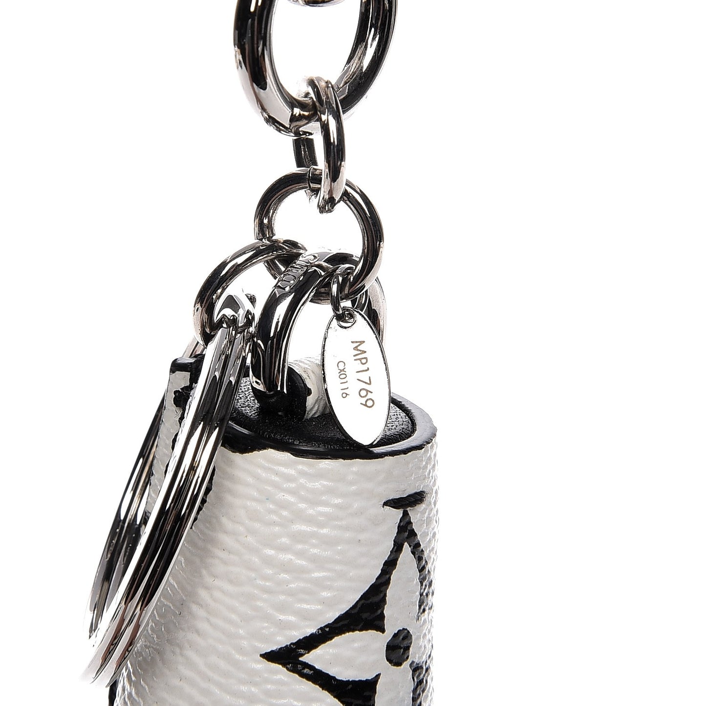 Monogram Tassel Bag Charm White