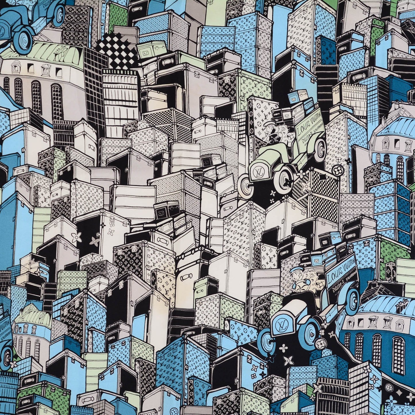 Silk Carre Downtown Square Scarf Blue