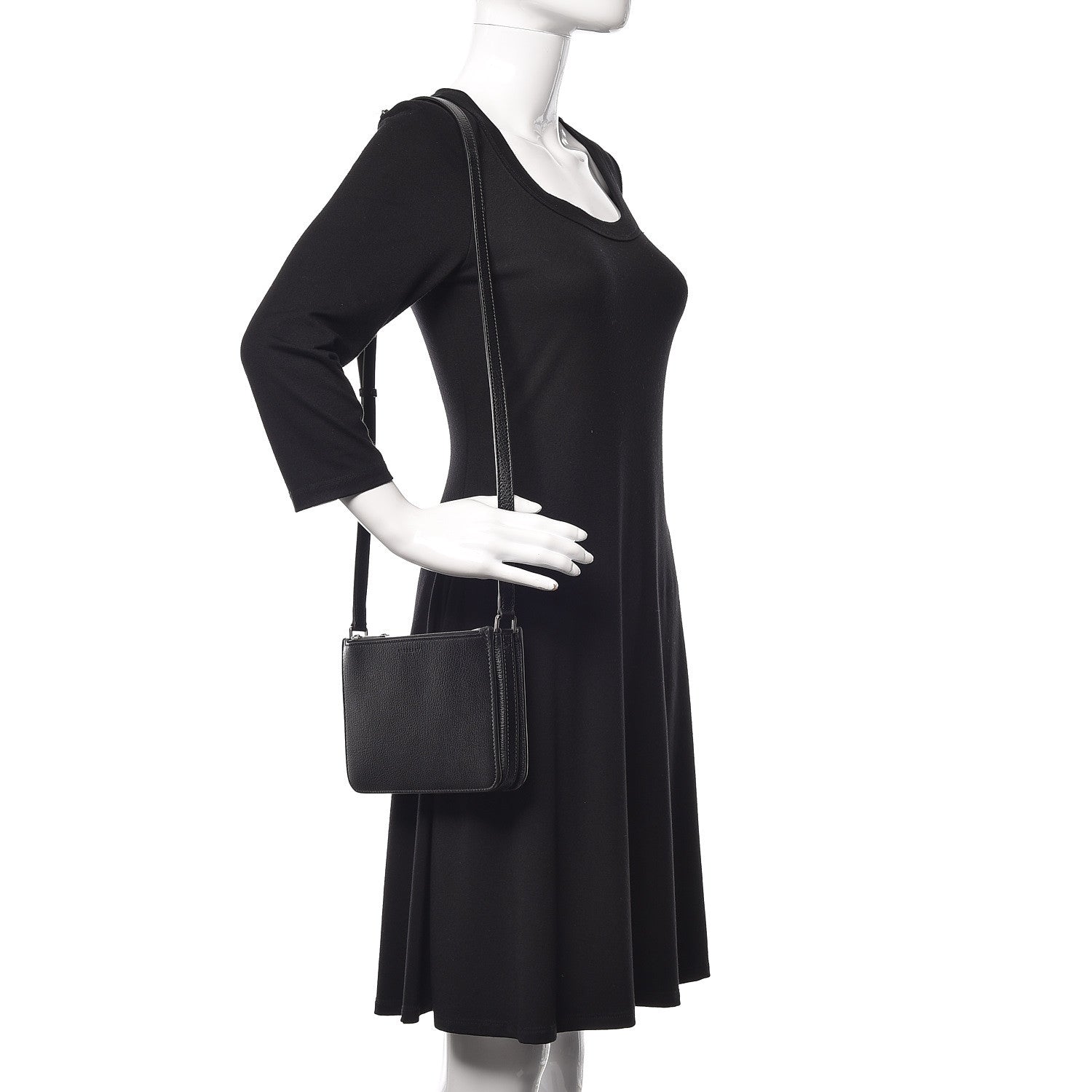Burberry Grainy Goatskin Penhurst D-Ring Triple Zip Crossbody Bag Black 2 of 14