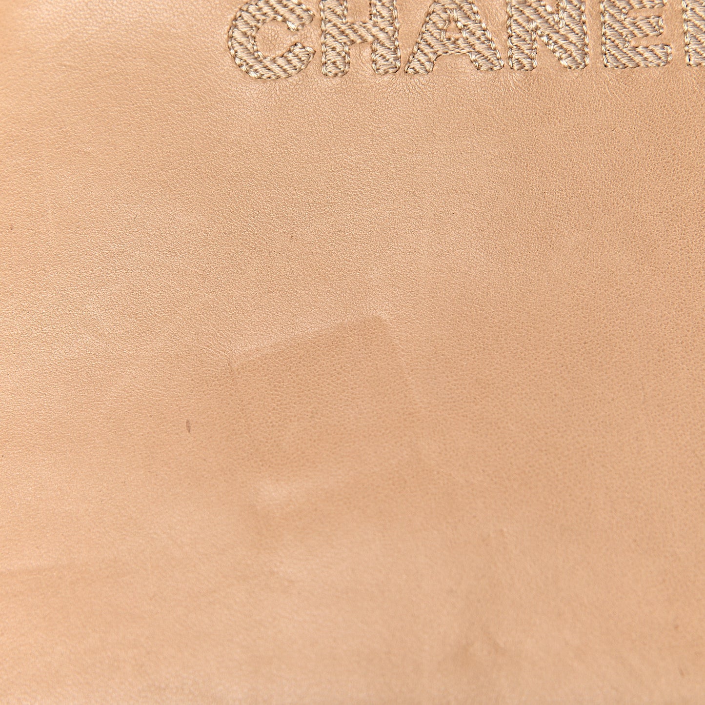 Lambskin Stitched Logo Tote Beige