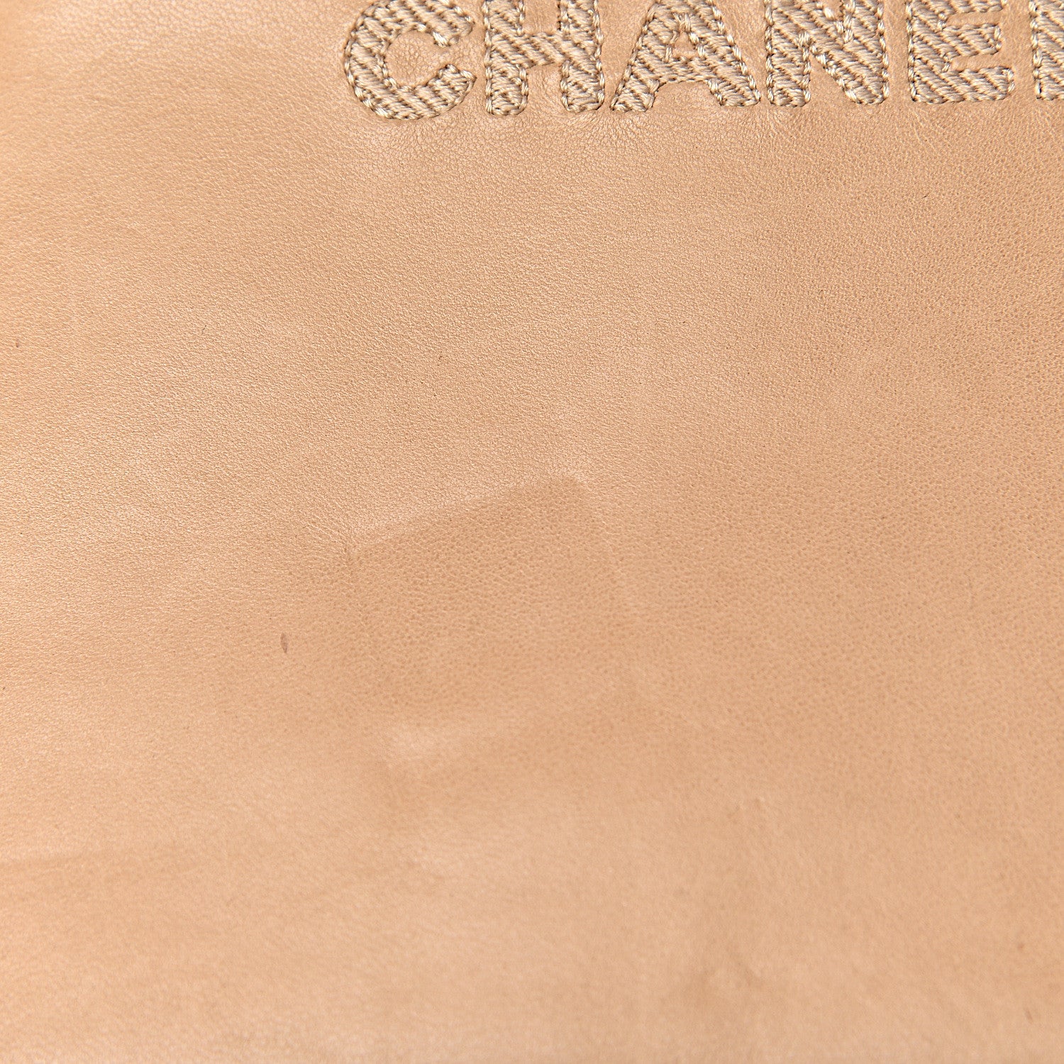 Chanel Lambskin Stitched Logo Tote Beige 15 of 16