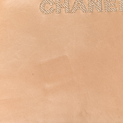 Chanel Lambskin Stitched Logo Tote Beige 15 of 16