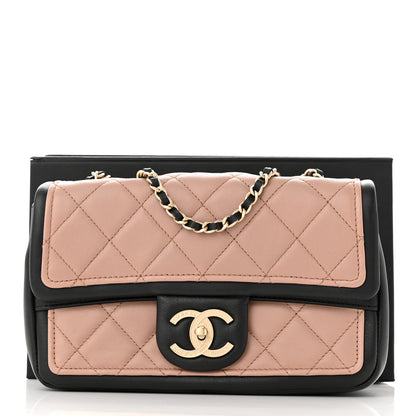 Chanel Lambskin Quilted Small Graphic Flap Beige Black 11 of 11