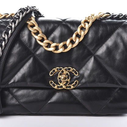 Chanel Goatskin Quilted Medium 19 Flap Black 7 of 9
