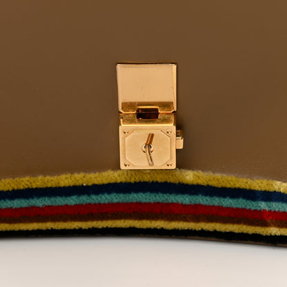 Fendi Vitello Liberty Velvet FF 1974 Hearts Padlock Embroidered Kan I Shoulder Bag Fango Multicolor 15 of 19