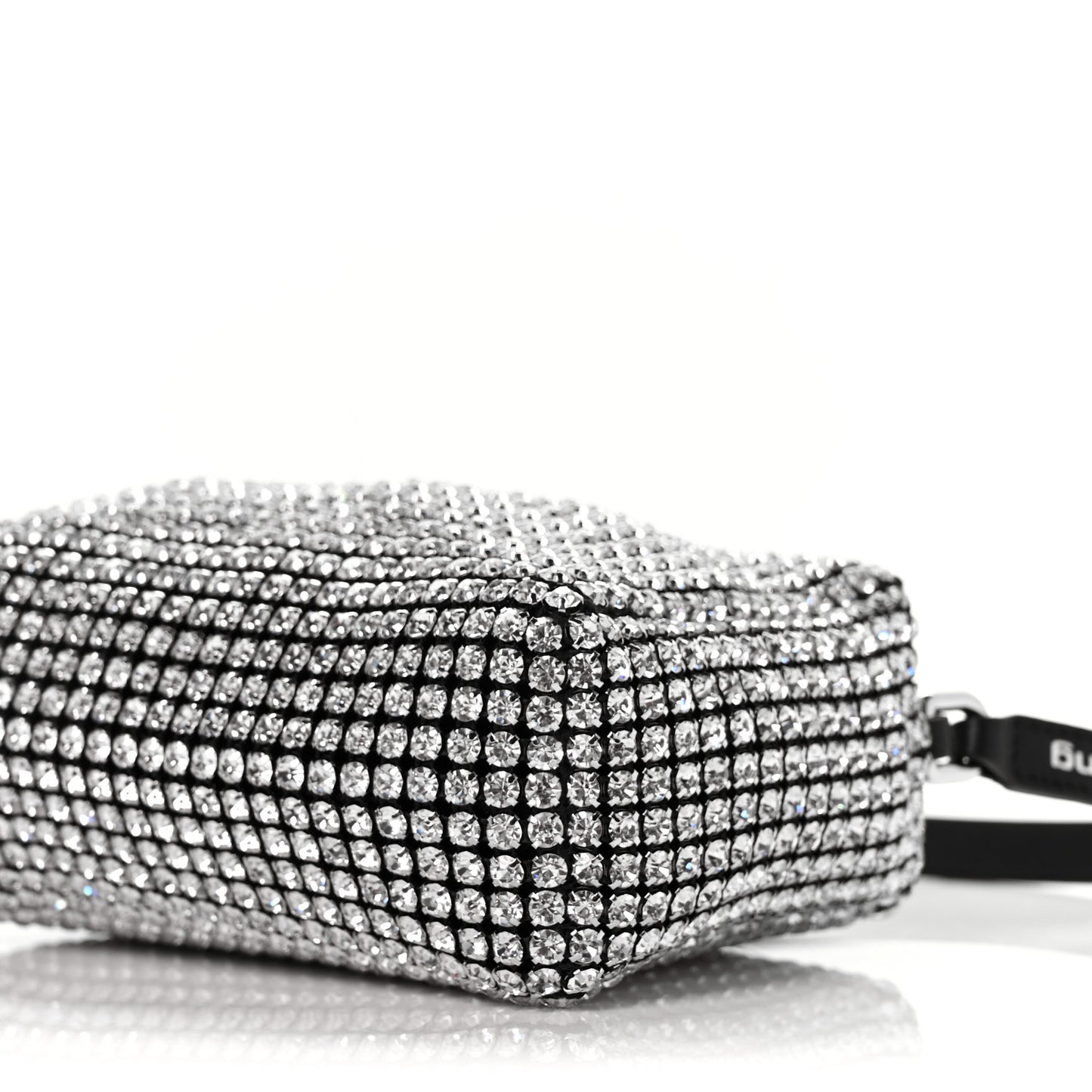 Mesh Crystal Rhinestone Mini Heiress Pouch Black Silver