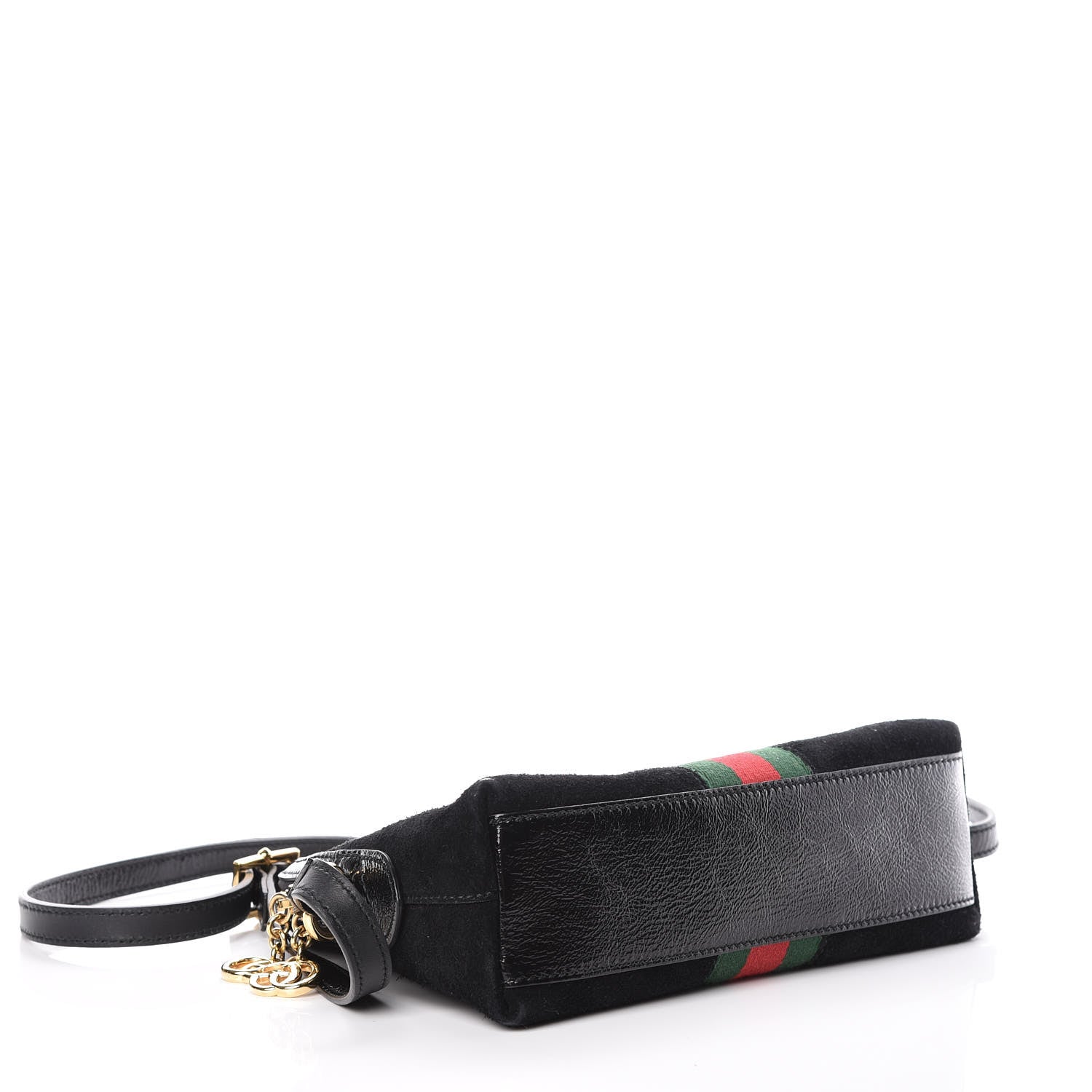 Gucci Suede Patent Web GG Small Ophidia Dome Shoulder Bag Black 4 of 9