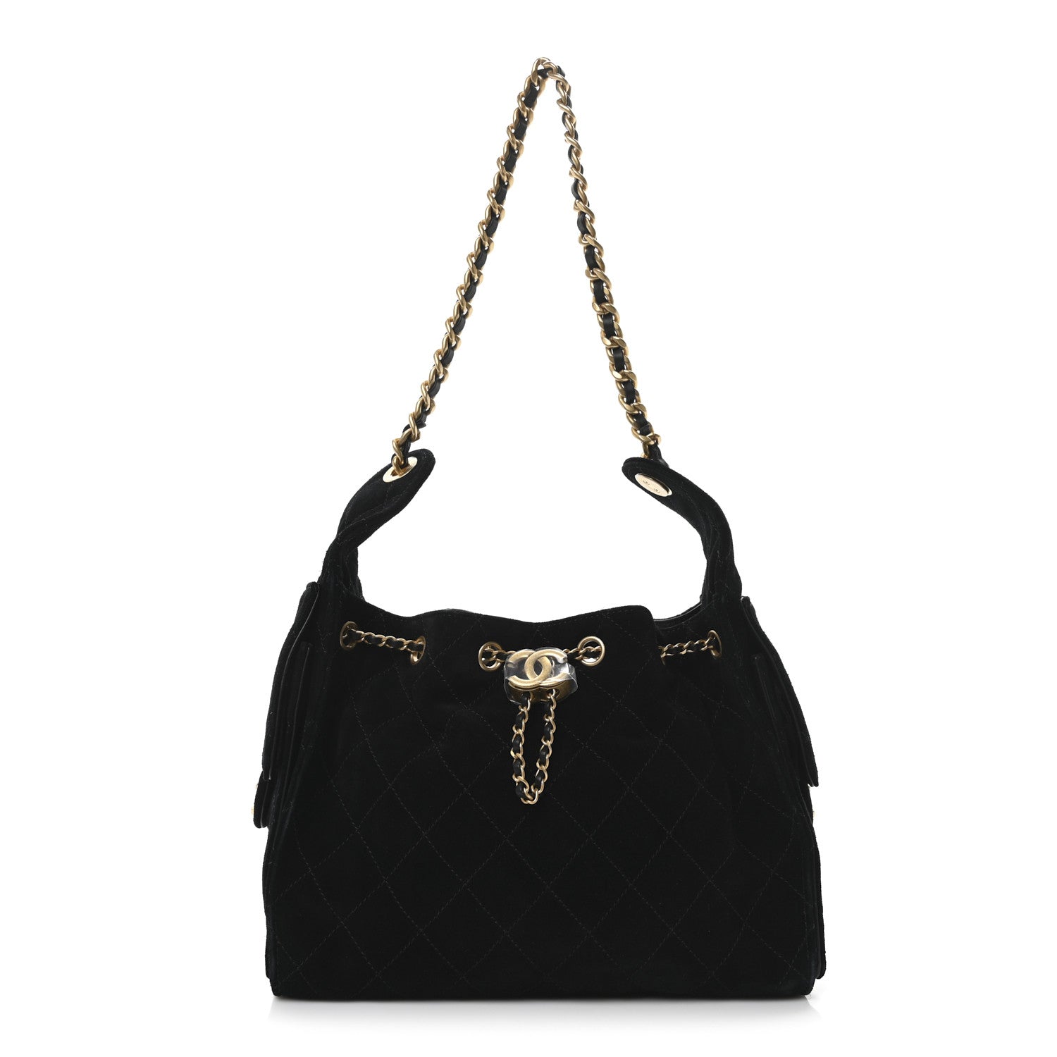 Chanel Suede Quilted Small Chanel 25 Handbag Black 1 of 11