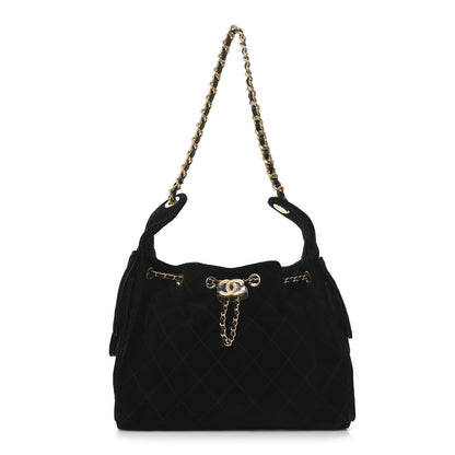Chanel Suede Quilted Small Chanel 25 Handbag Black 1 of 11