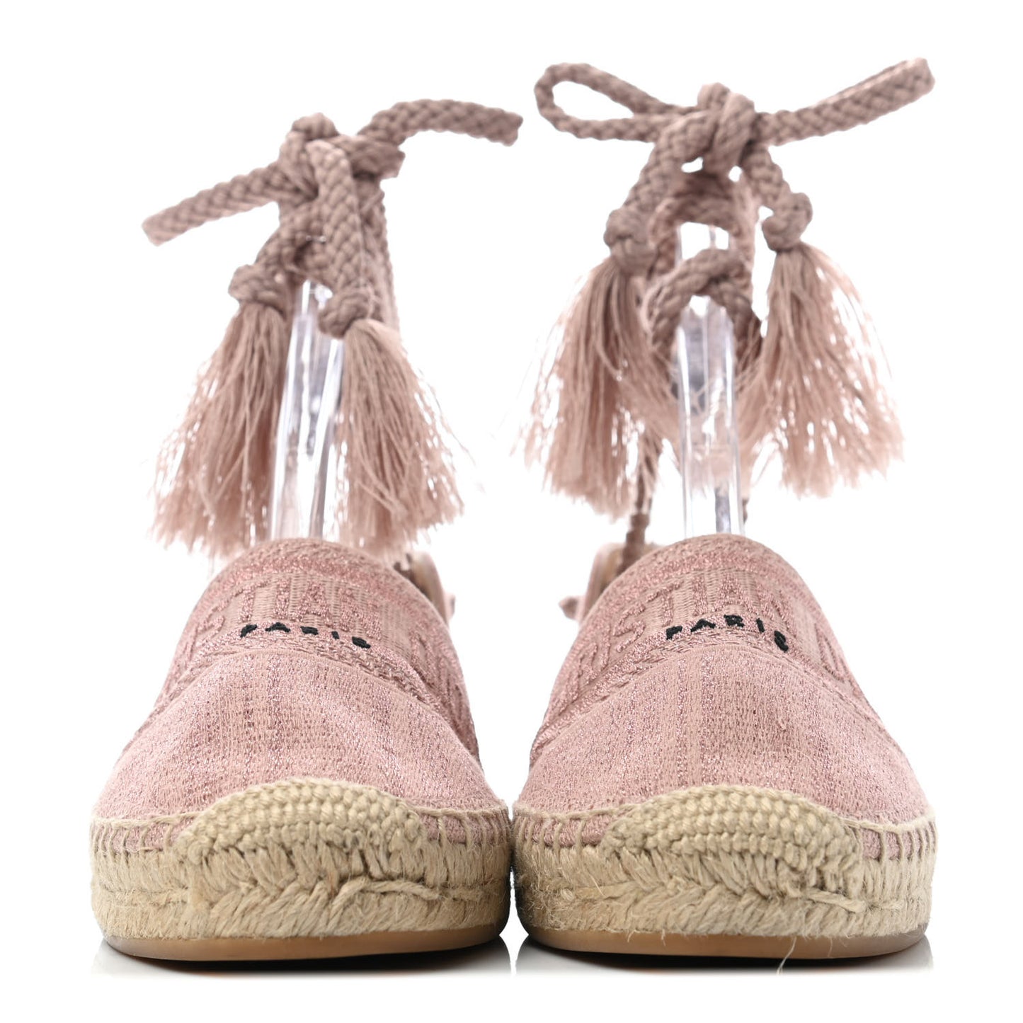 Canvas Embroidered Granville Ankle Tie Espadrilles Flats 36 Pink