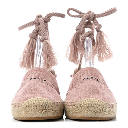 Christian Dior Canvas Embroidered Granville Ankle Tie Espadrilles Flats 36 Pink 2 of 4