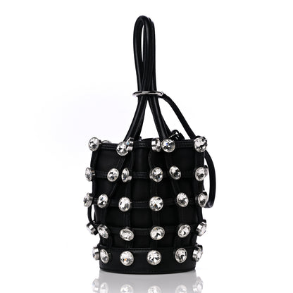 Alexander Wang Calfskin Crystal Embellished Roxy Mini Bucket Bag Black 4 of 11