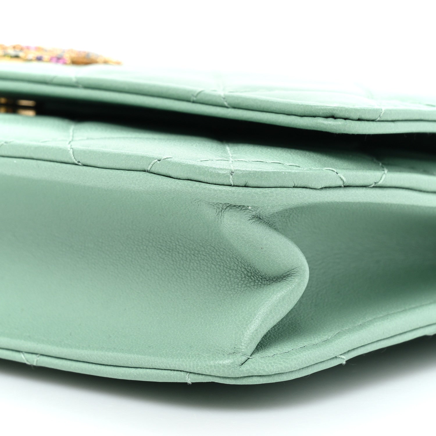 Chanel Lambskin Quilted Zirconium Wallet On Chain WOC Light Green 9 of 11