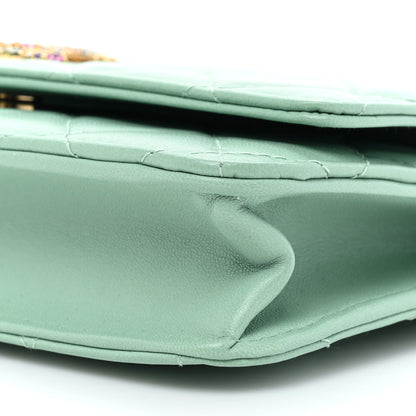 Chanel Lambskin Quilted Zirconium Wallet On Chain WOC Light Green 9 of 11