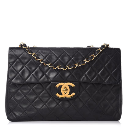 Chanel Lambskin Quilted XL Jumbo Single Flap Black 1 of 16