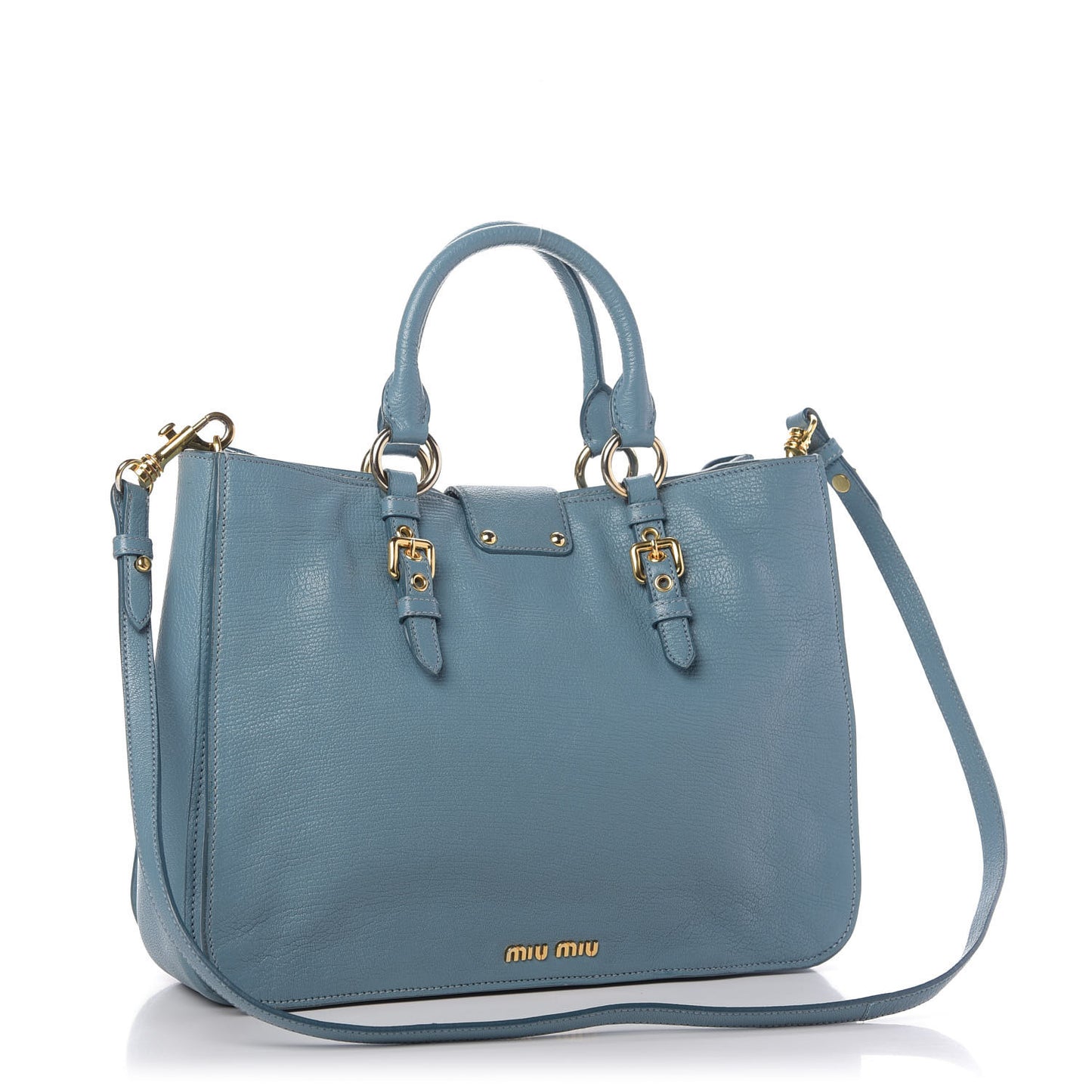 Goatskin Madras Shopping Tote Azzurro