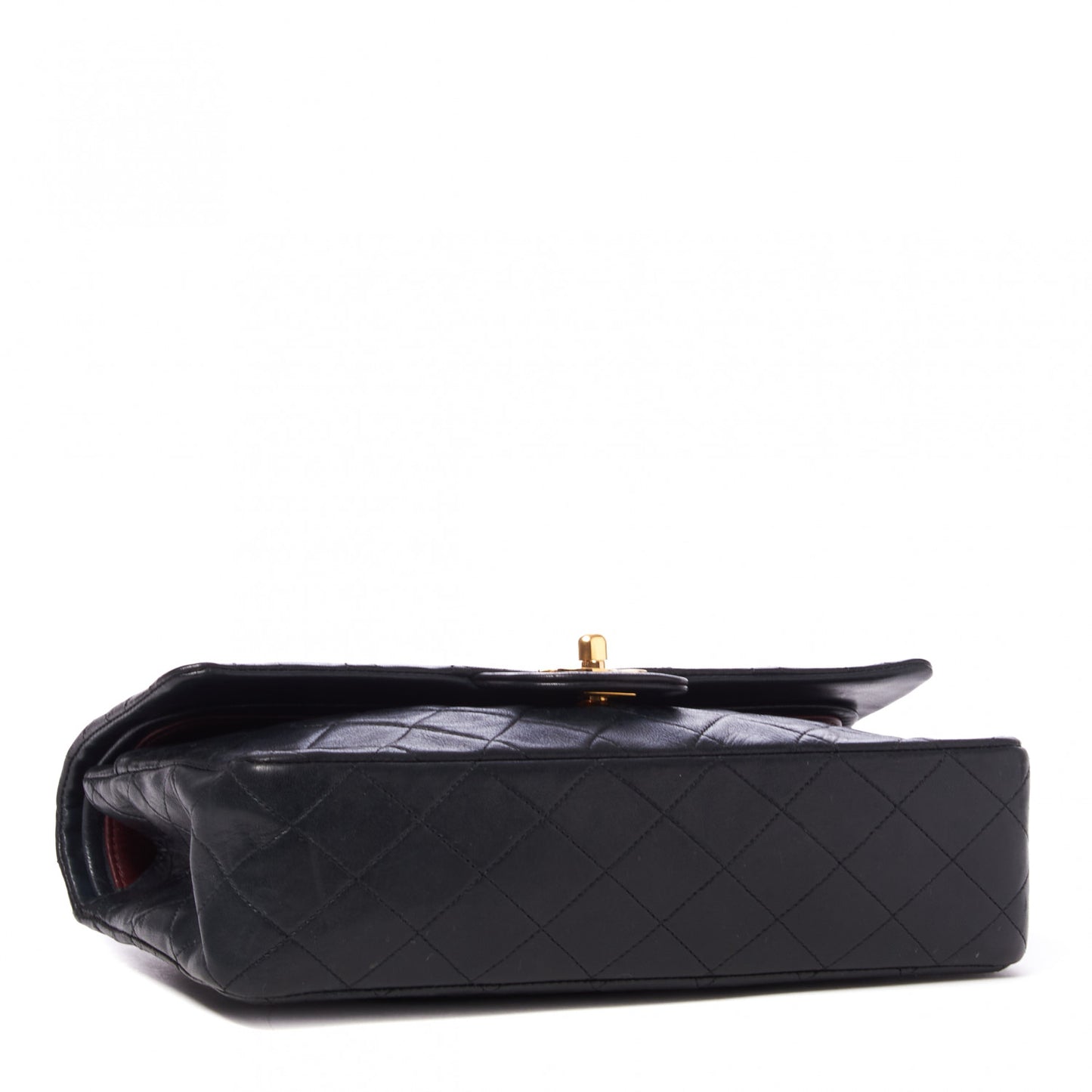 Lambskin Quilted Medium Double Flap Black