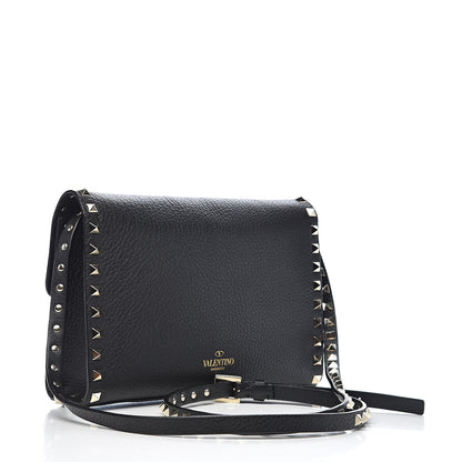 Valentino Garavani Pebbled Calfskin Medium Rockstud Flip Lock Crossbody Bag Black 3 of 9