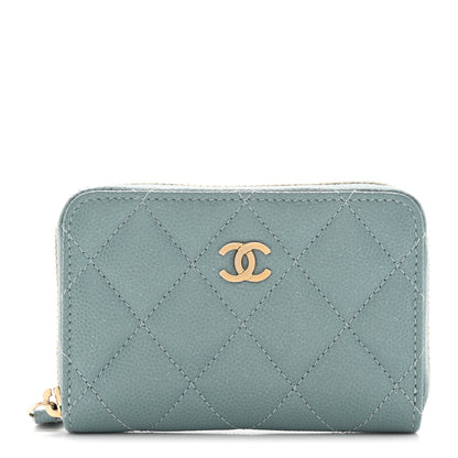 Chanel Iridescent Caviar Quilted Zip Coin Purse Light Blue 1 of 8