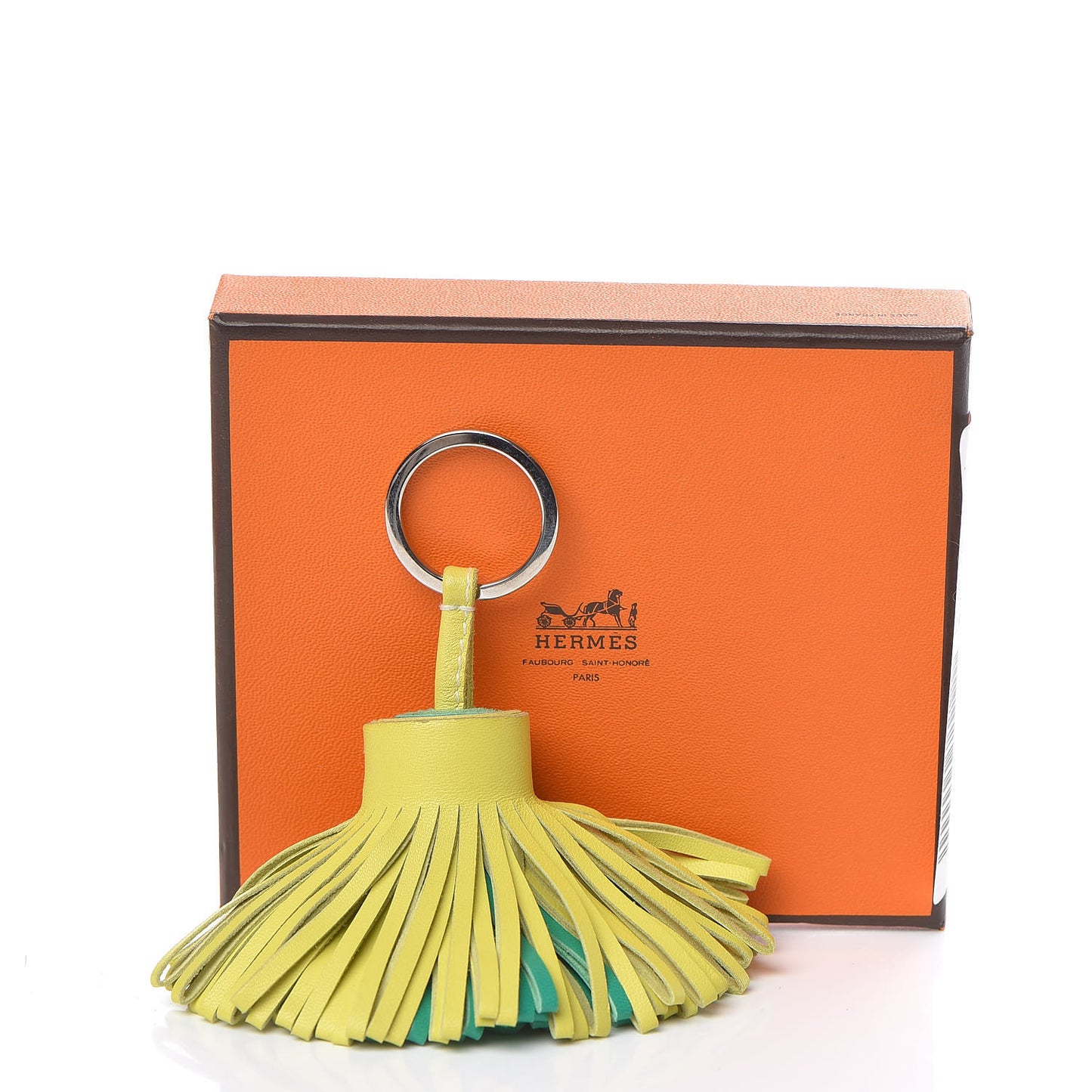 Lambskin Bi-Color Carmen Tassel Key Holder Lime Menthe