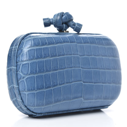 Bottega Veneta Crocodile Knot Clutch Blue 3 of 8
