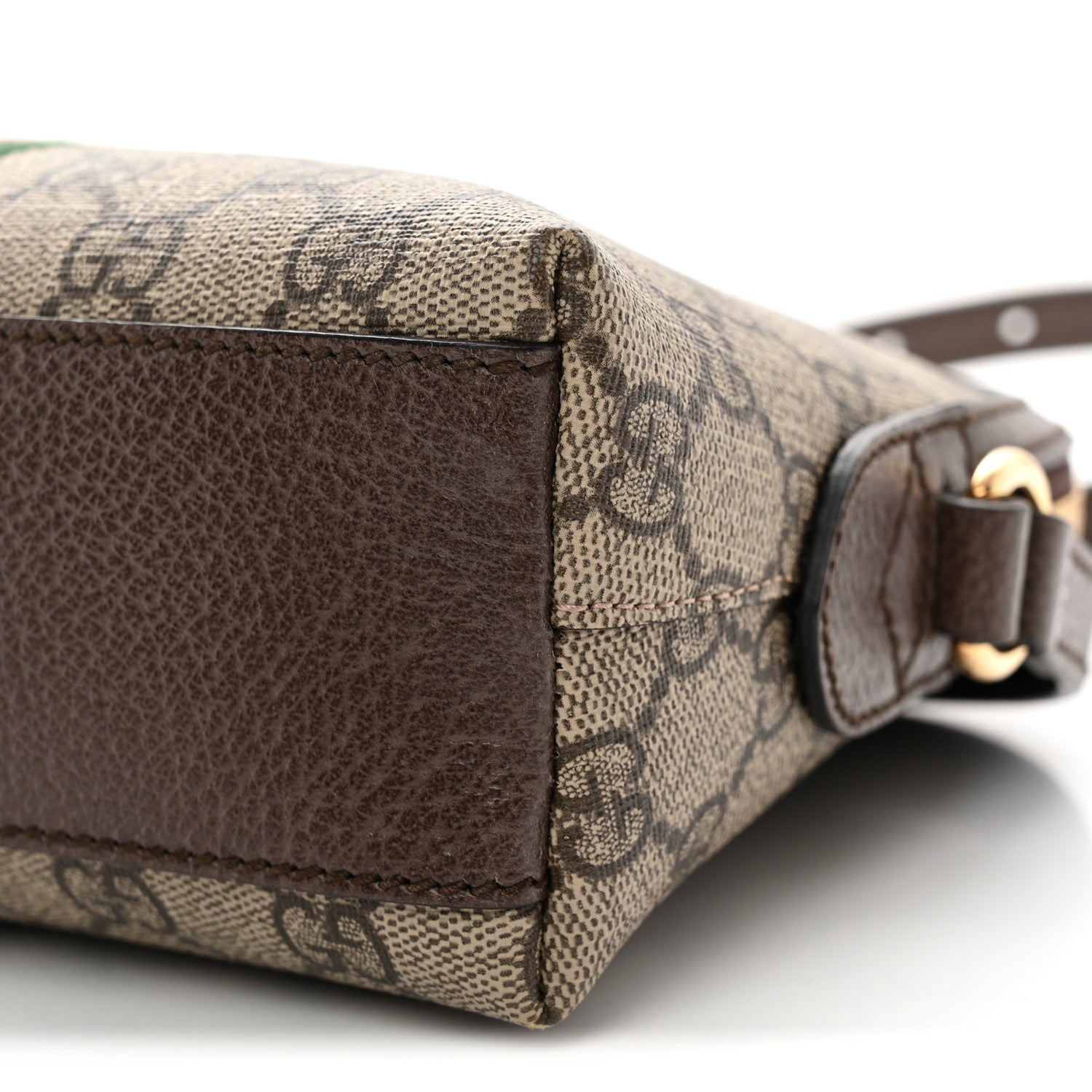 Gucci GG Supreme Monogram Textured Dollar Calfskin Web Small Ophidia Dome Shoulder Bag Beige Ebony New Acero 10 of 10