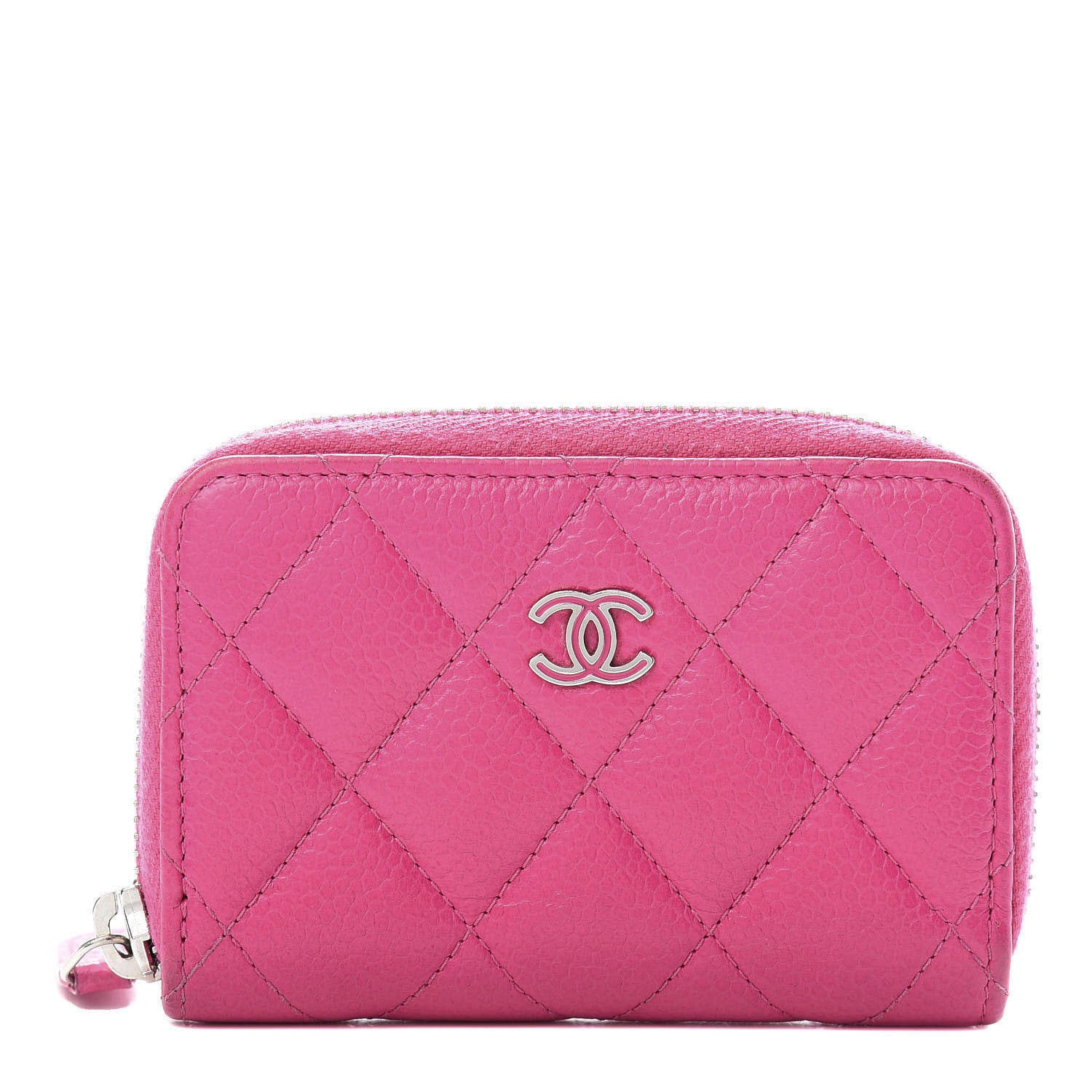 Chanel Caviar Quilted Zip Coin Purse Pink 1 of 10
