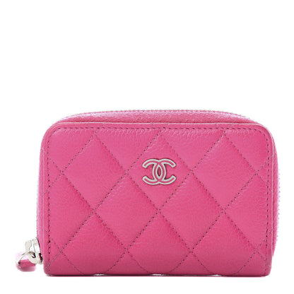 Chanel Caviar Quilted Zip Coin Purse Pink 1 of 10