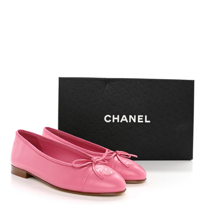 Chanel Lambskin Cap Toe CC Ballerina Flats 37 Pink 13 of 13