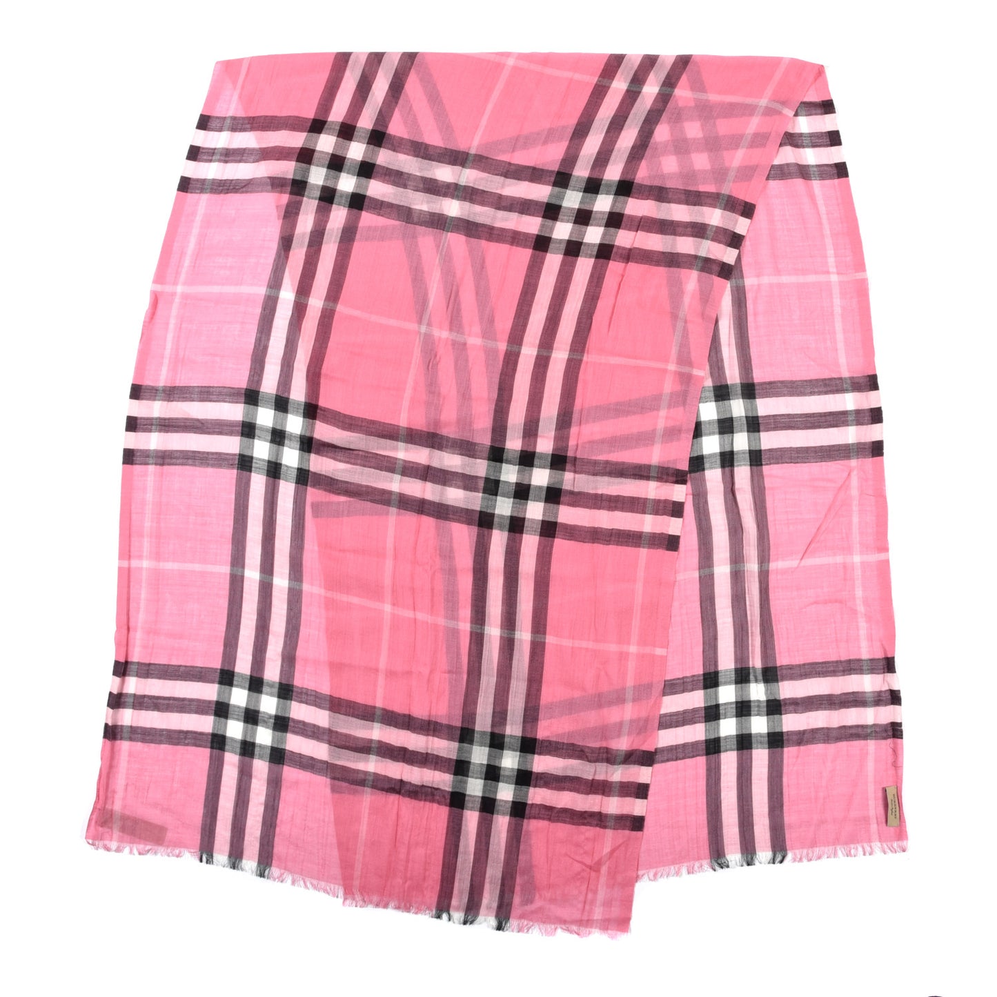 Wool Silk Gauze Giant Check ScarfPink