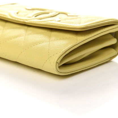 Chanel Caviar Quilted Medium Filigree Flap Wallet Yellow 8 of 9