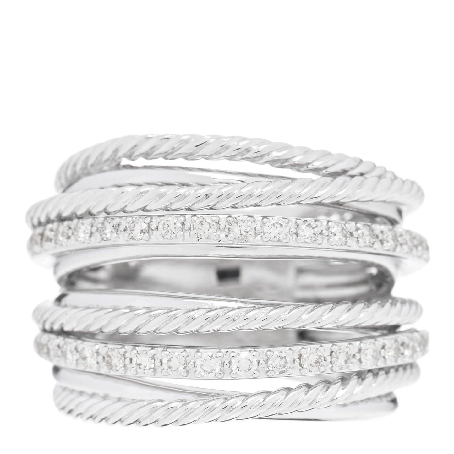 Sterling Silver Diamond 18mm Wide Crossover Ring 52 6