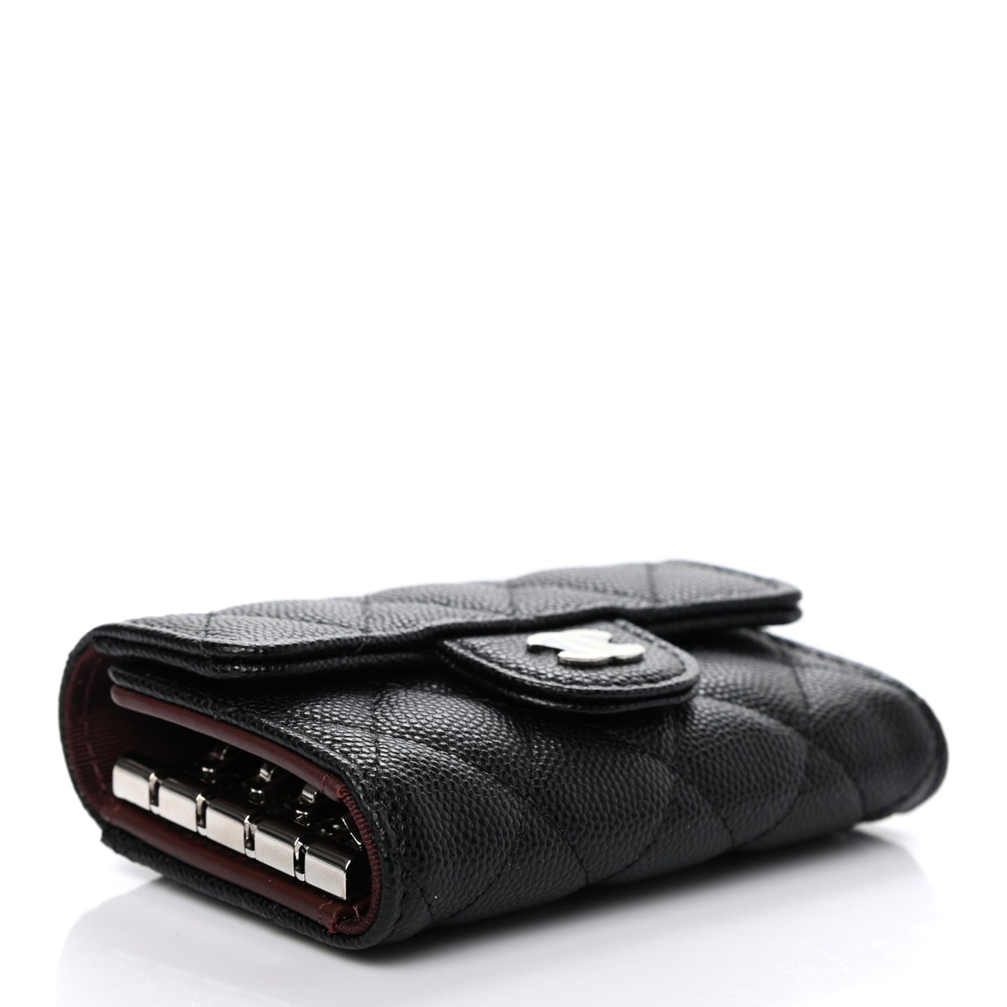 Caviar Quilted Classic 4 Key Holder Wallet Black