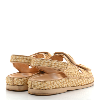 Chanel Braided Fabric Velcro Dad Sandals 38.5 Beige 4 of 19