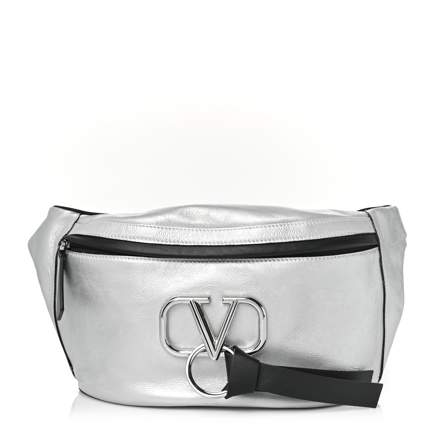 Valentino Garavani Metallic Calfskin VRing Belt Bag Silver 1 of 8