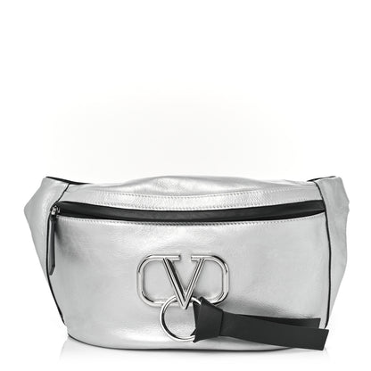 Valentino Garavani Metallic Calfskin VRing Belt Bag Silver 1 of 8