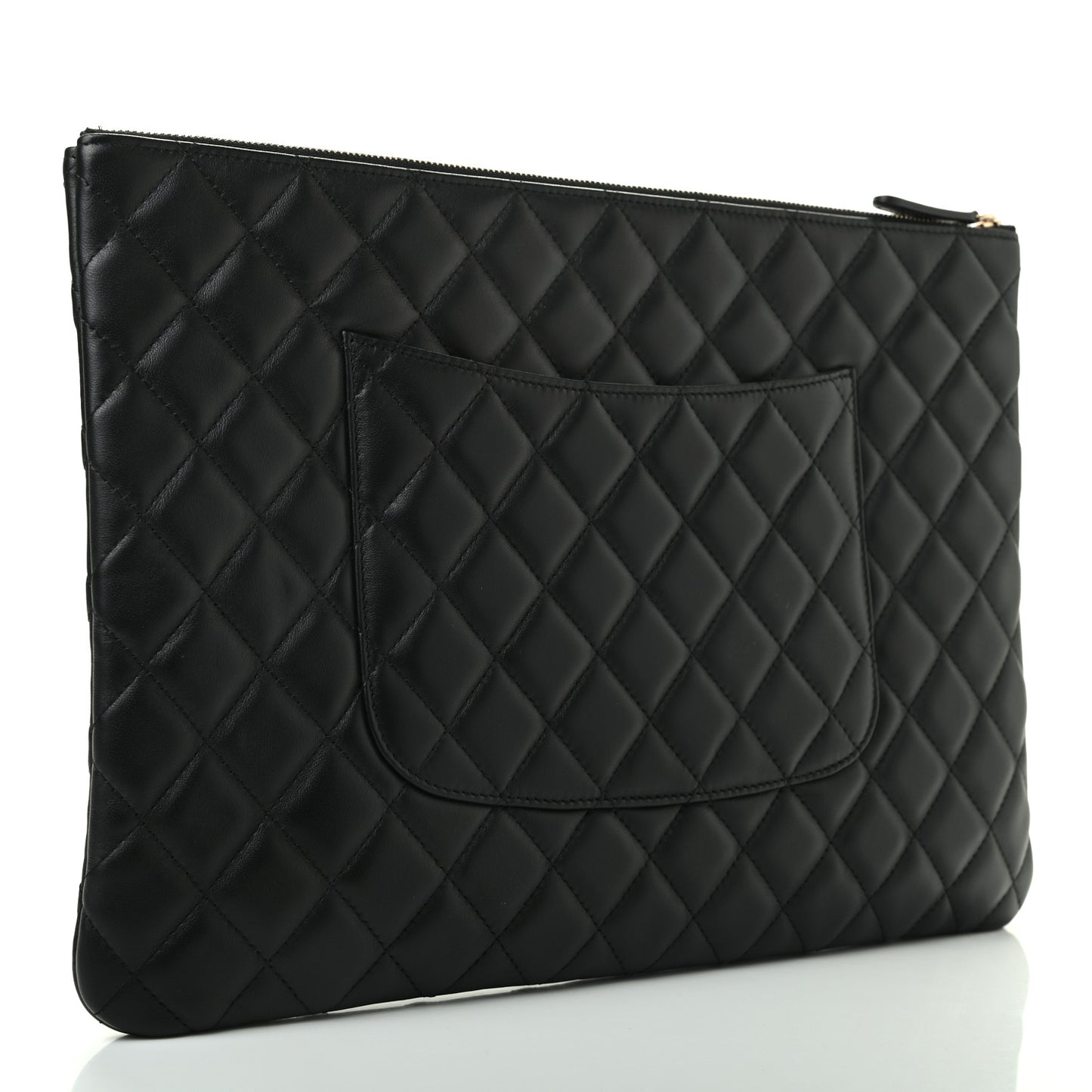 Lambskin Quilted Large Cosmetic Case Black