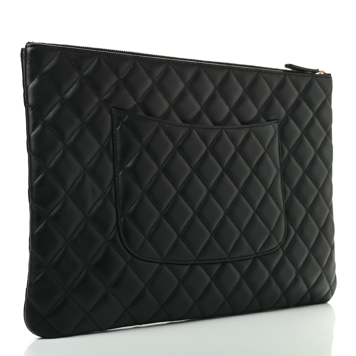 Chanel Lambskin Quilted Large Cosmetic Case Black 3 of 7