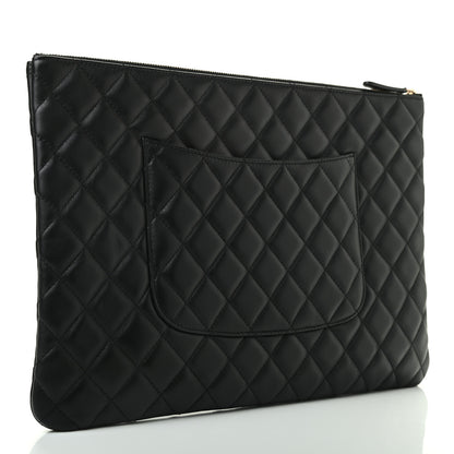 Chanel Lambskin Quilted Large Cosmetic Case Black 3 of 7