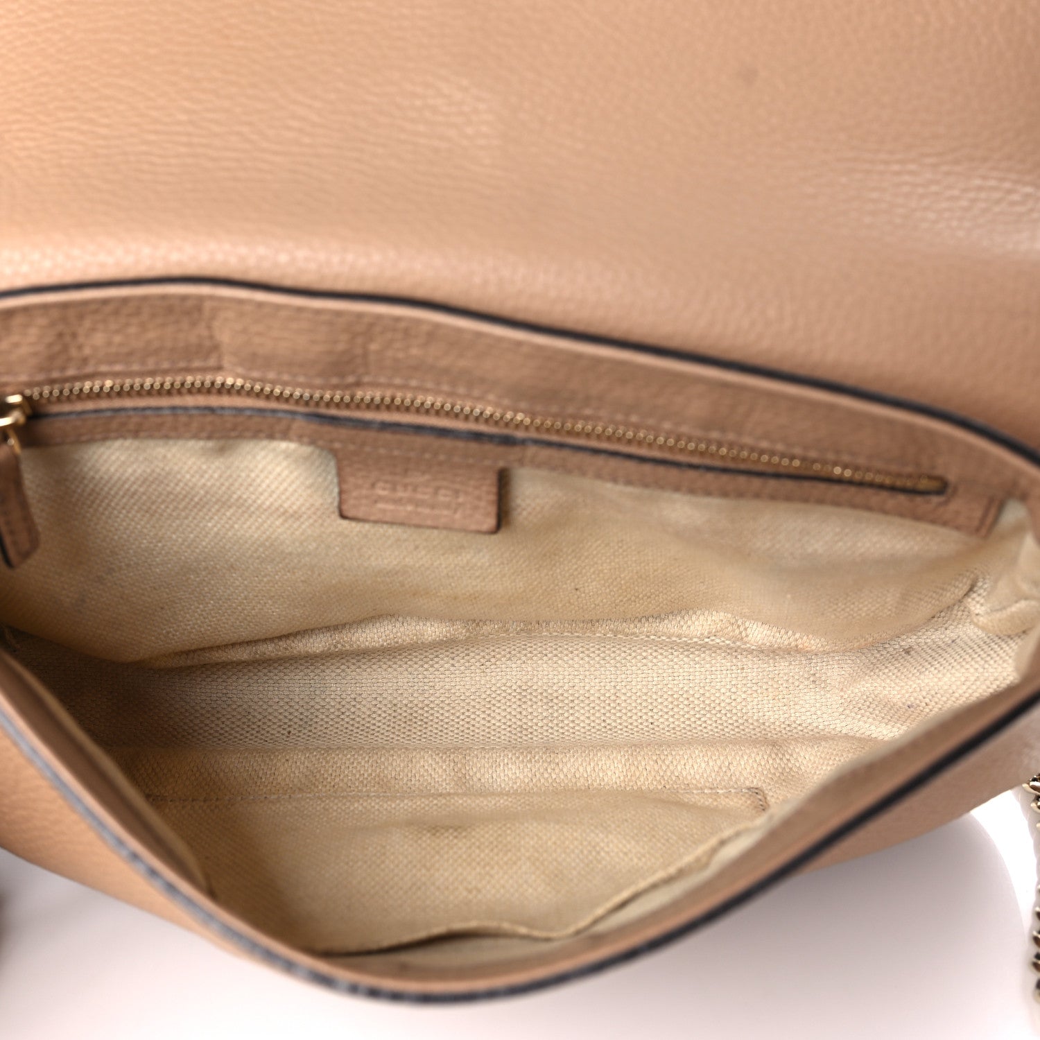 Gucci Pebbled Calfskin Medium Soho Flap Crossbody Camelia 5 of 12