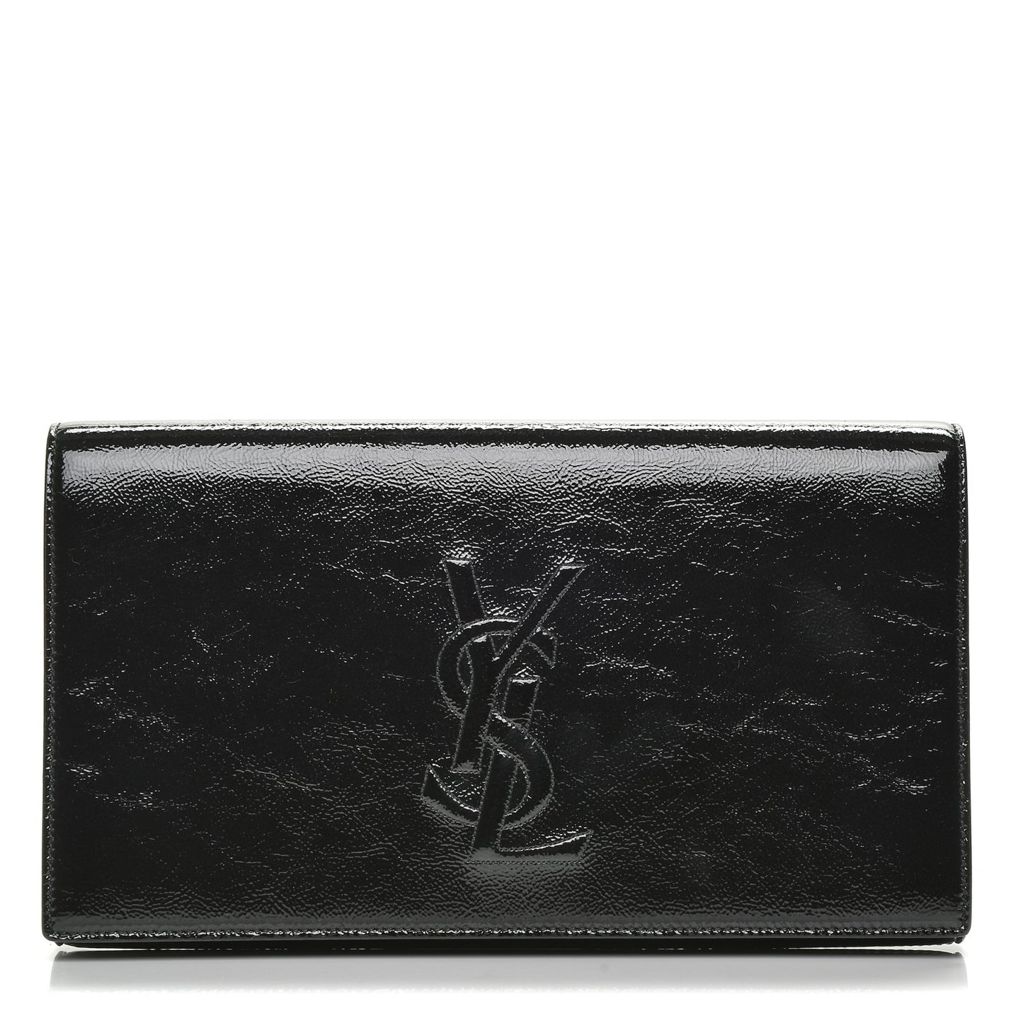 Textured Patent Monogram Large Belle De Jour Clutch Black