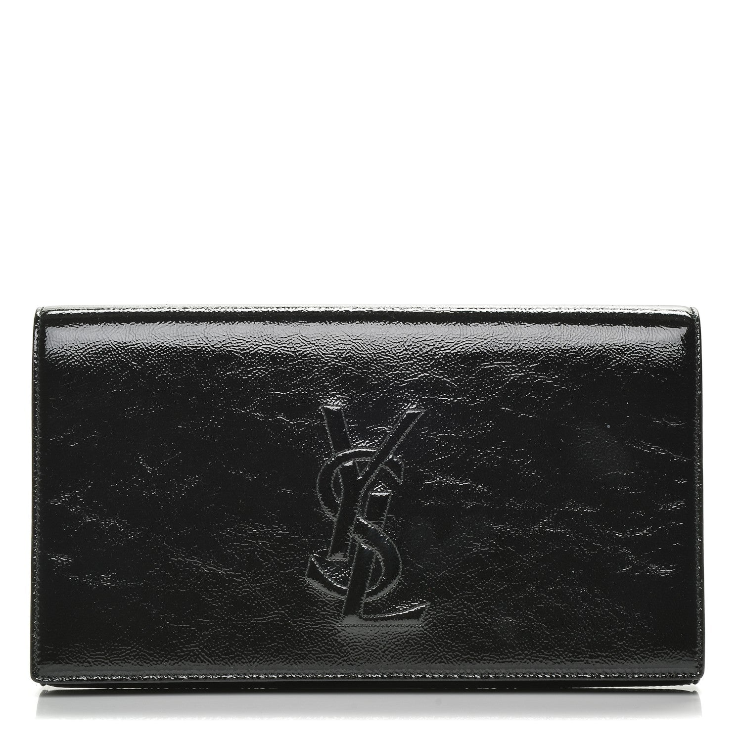 Saint Laurent Textured Patent Monogram Large Belle De Jour Clutch Black 1 of 6
